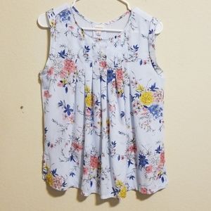 3/$10 😺 Merona Pastel Pleated Flower Blouse